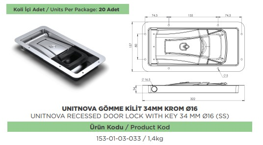 UNITNOVA GOMME KILIT 34 MM KROM Q16 SS